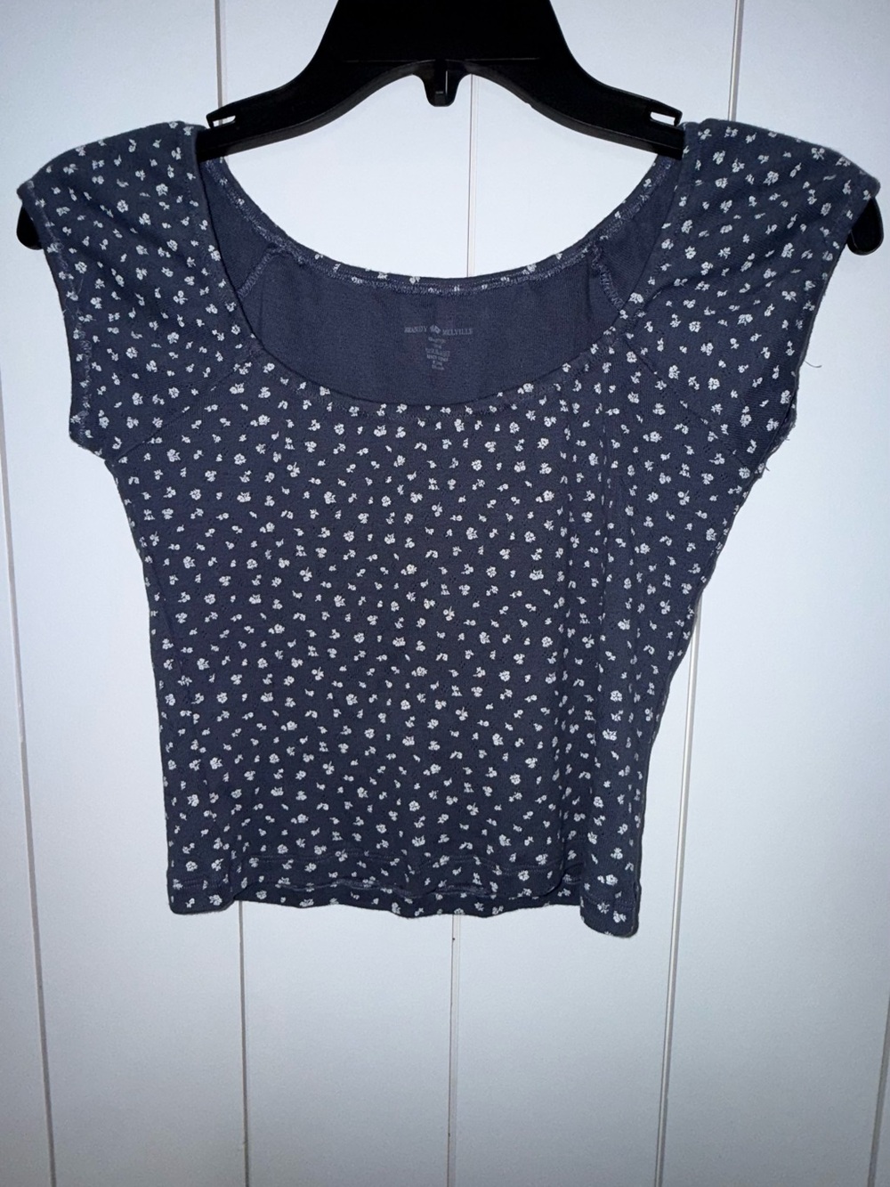 Brandy Melville Navy Blue Floral Scoop Crop Top